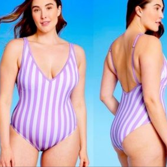 💦Sliming KONA SOL Purple Stripe One Piece Swimsuit💦 - Picture 3 of 15